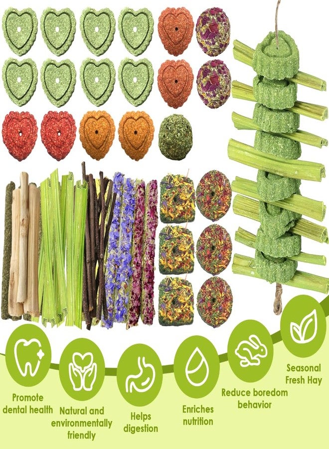 Tyotrbs 60pcs DIY Rabbit Toys for Bunnies Boredom,Rabbit Toy for Bunnies Boredom Bunny Toys for Teeth, Timothy Stick, Apple Sticks, Sweet Bamboo, for Guinea Pig, Hamster, Chinchilla, Rat, Small Animals - Image 3